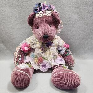 Handcrafted Fancy Glamour Dressed TeddyBear Plush Stuffed Animal Weighted Bottom